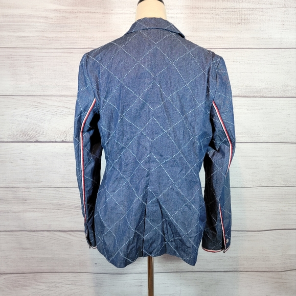 Tommy Hilfiger Diamond Long Sleeve Chambray Statement Blazer Blue Size 12 - Picture 5 of 8